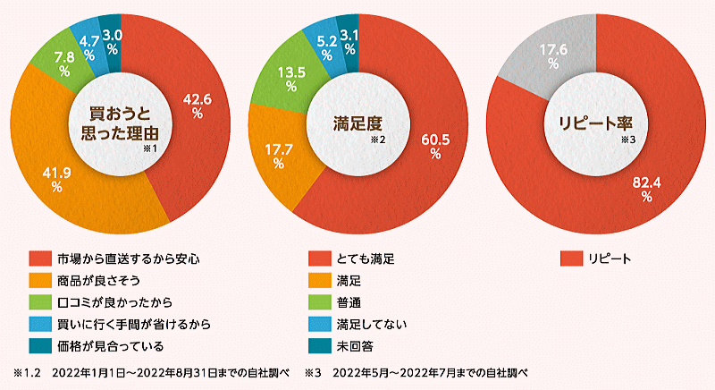 タウンライフマルシェ フルーツ定期便顧客満足度の円グラフ